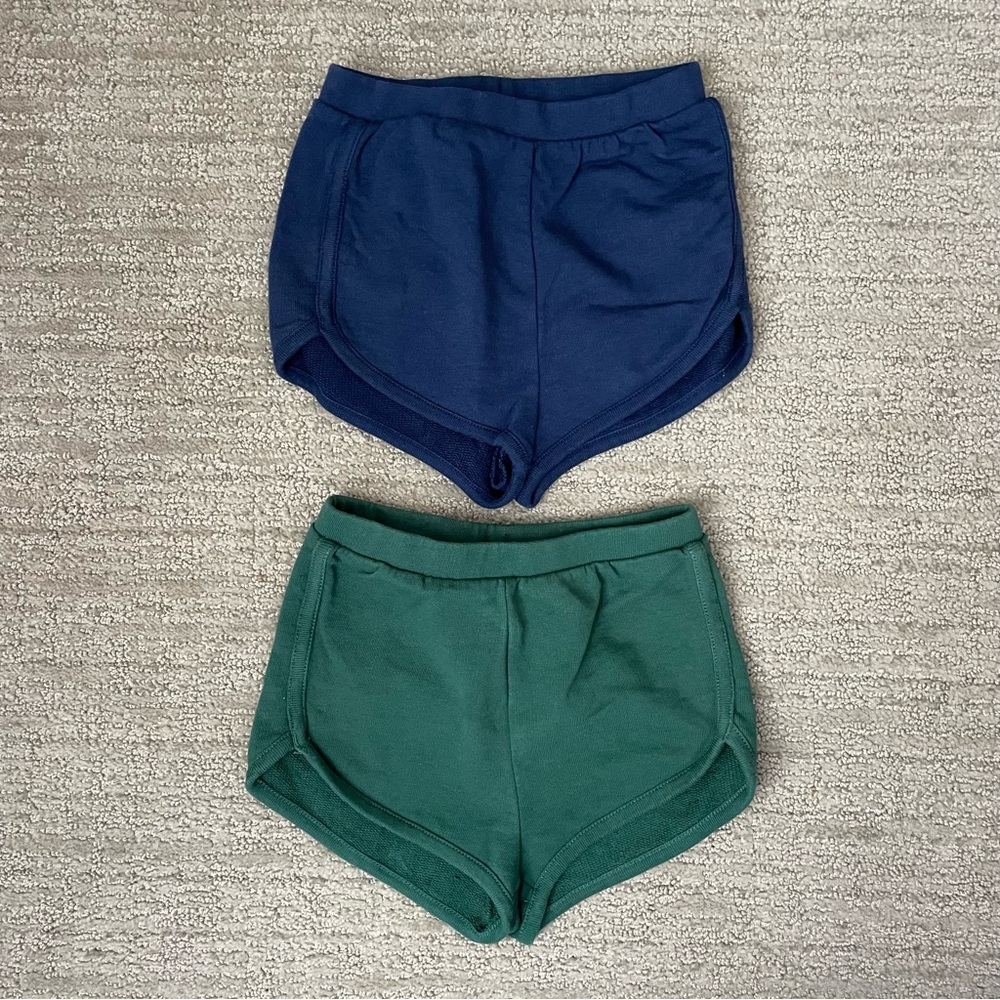 Hanna Andersson French Terry Dolphin Hem Shorts Bundle, 2T, Malachite, Navy